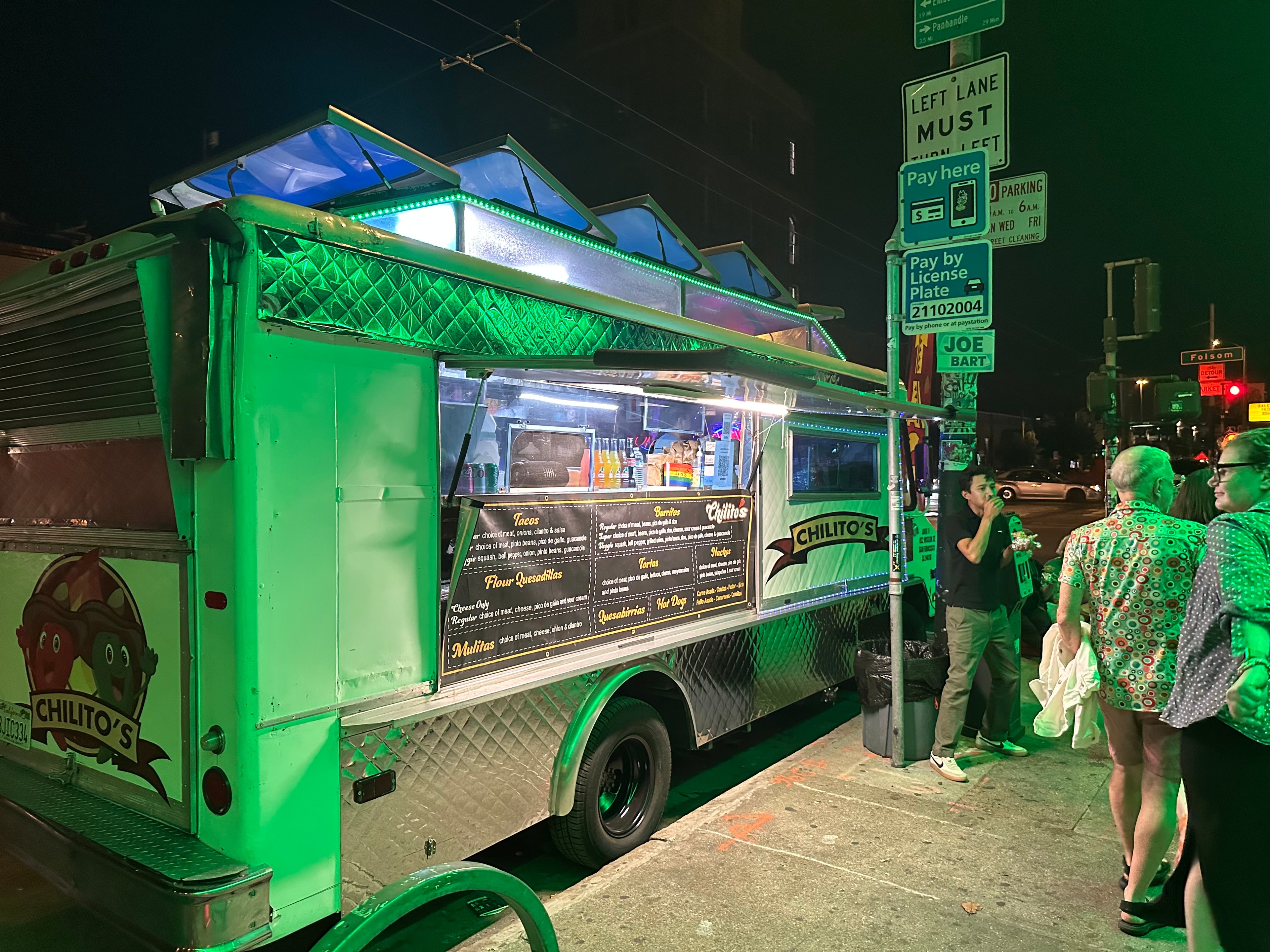 Chilitos Mexican Food Truck outside of Oasis in SF